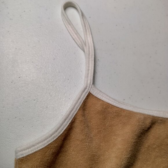 Vintage Y2K Activeland Tank Top Small Beige Terry Cloth Baby T Spahetti Strap - Picture 10 of 13